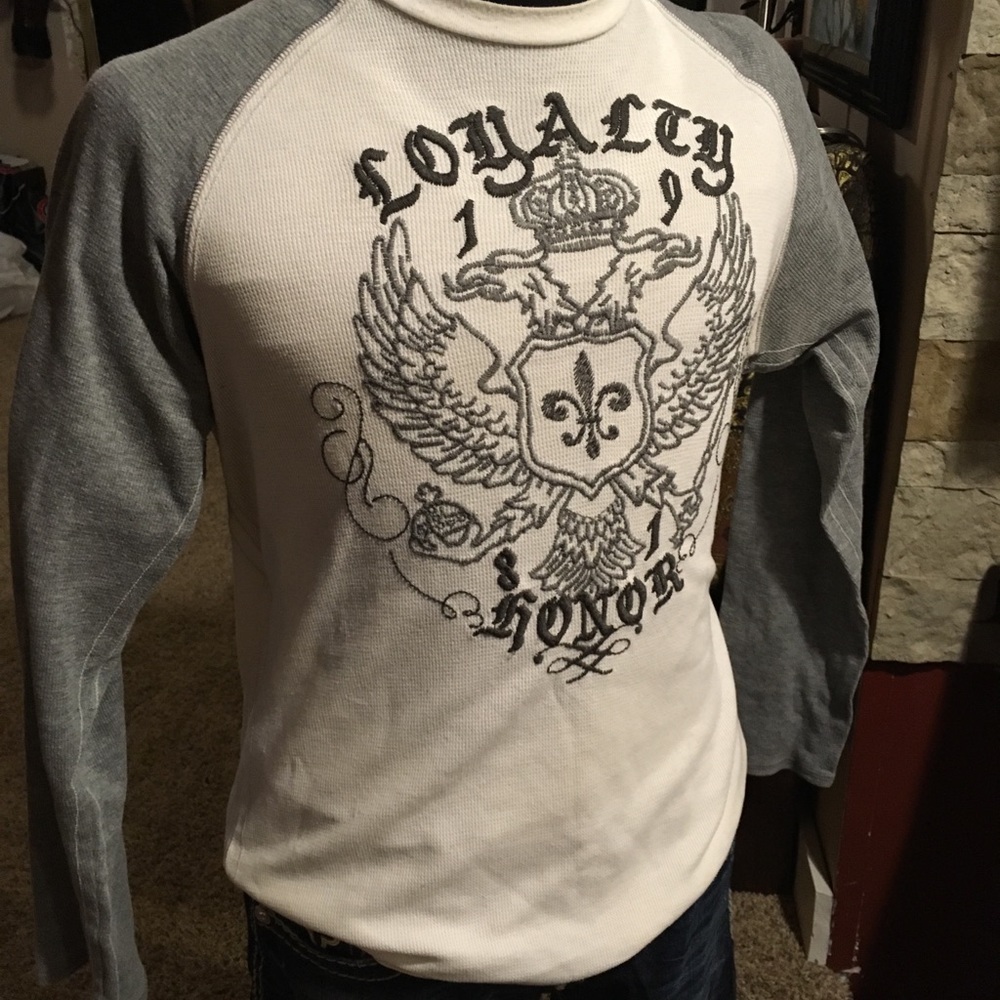 Express thermal white gray embossed long sleeve